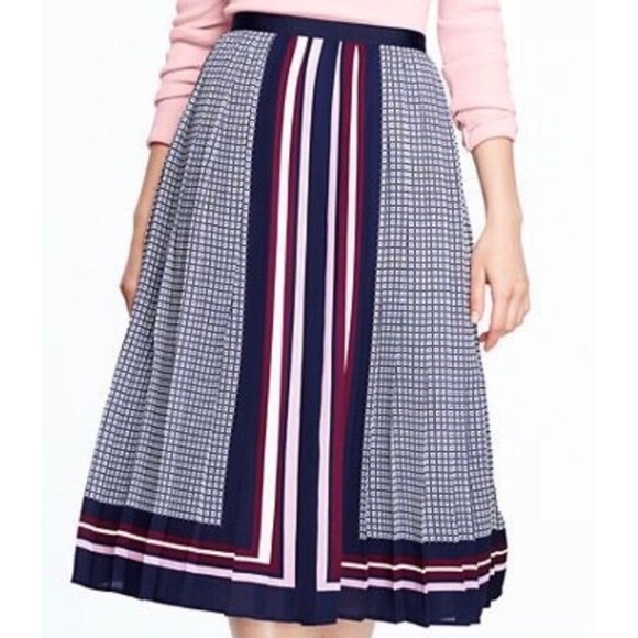 Canvas by Lands End Petite Pleated A-Line Skirt Lined Striped Women's Size 6 - Picture 1 of 5